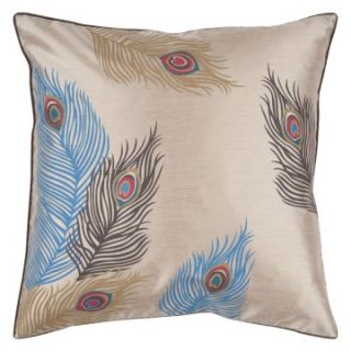 Surya Peacock Decorative Pillow   Tan   Decorative Pillows