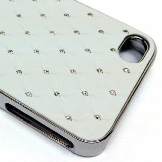 White Starry Night Diamond Chip Resistant Crystal Bling Chrome Case for Apple iPhone 4 4S Cell Phones & Accessories