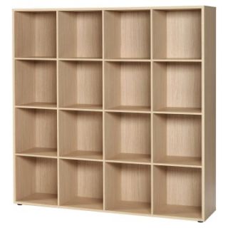 didit click furniture 16 Cubby Open Cabinet   55W in.   Essential Oak Light   Bookcases