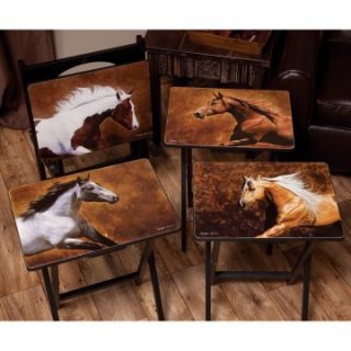 Dawson Horse TV Trays with Stand   Set of 4   TV Trays