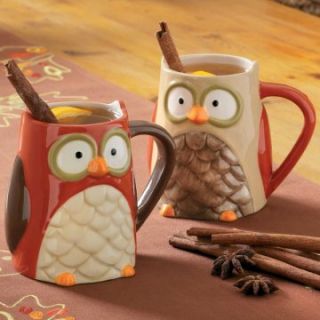 Tag Owl Mugs   Set of 4   Fall