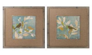 Uttermost Turquoise Bird Silhouettes   Set of 2   32W x 32H in. ea.   Framed Wall Art