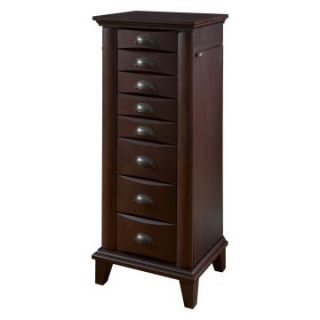 Merlot Jewelry Armoire with Brushed Nickel Hardware   Jewelry Armoires
