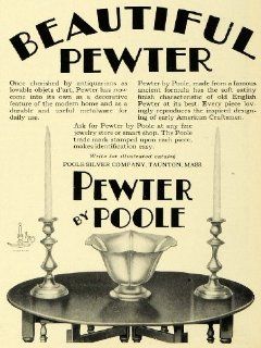 1929 Ad English Pewter Poole Silver Household Home Decor Candlestick Holders   Original Print Ad  
