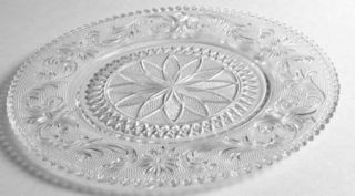 Westmoreland Princess Feather Clear Dinner Plate   Stem #201, Clear, Scroll Desi