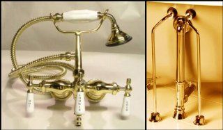 Brass Clawfoot Tub Faucet with Handshower, Drain, Supply Lines   Tub Filler Faucets  
