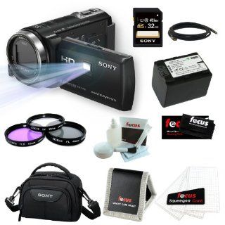 Sony HDR PJ430V HDRPJ430V Handycam 32GB Full HD Camcorder w/ Projector + Sony 32GB Memory Card + Sony Case + Wasabi Power Replacement Battery for NP FV70 + 3pc Glass Filter Kit and Accessory Kit  Camera & Photo
