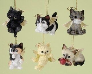 Set of 6 Pet Keepsakes Assorted Angel Kitty Cat Christmas Ornaments 3"   Decorative Hanging Ornaments