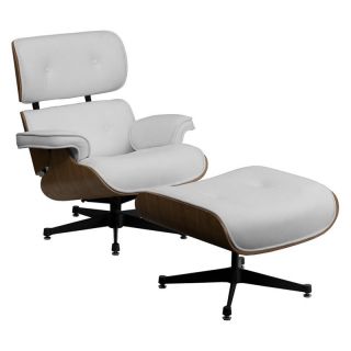 Flash Furniture Hercules Presideo Series Top Grain Italian Leather Lounge Chair and Ottoman Set with Metal Base   White   Leather Club Chairs
