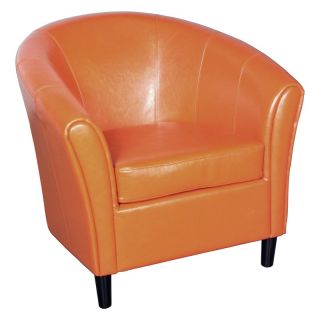 Napoli Orange Leather Club Chair   Accent Chairs