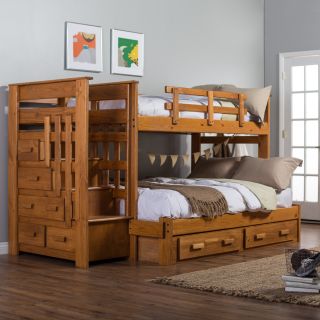 Heartland Twin over Full Bunk Bed with Stairs   Storage Beds