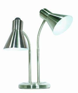 Satco Products 60/806 Twin Goose Neck Desk Lamp, Brushed Nickel   Twin Floor Lamp  