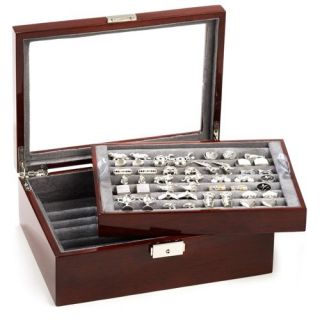 Mahogany Cufflinks and Jewelry Armoire   11W x 3.5H in.   Mens Jewelry Boxes