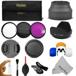 58MM Professional Accessory Kit for CANON EOS Rebel T5i T4i T3i T3 T2i T1i XT XTi XSi SL1 DSLR Cameras   Includes Vivitar Filter Kit (UV, CPL, FLD) + Carry Pouch + Lens Hoods (Tulip and Collapsible) + Flash Diffuser Set + Lens Caps (Center Pinch and Snap 