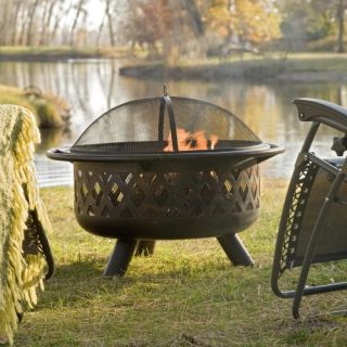 Red Ember Bronze Crossweave Firebowl Fire Pit with Free Grill Grate and Cover   Fire Pits