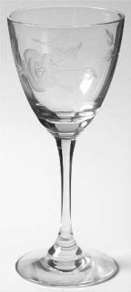 Tiffin Franciscan Tiffin Rose Wine Glass   Stem #17680, Gray Cut Rose