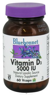 Bluebonnet Nutrition   Vitamin D3 5000 IU   60 Vegetarian Capsules