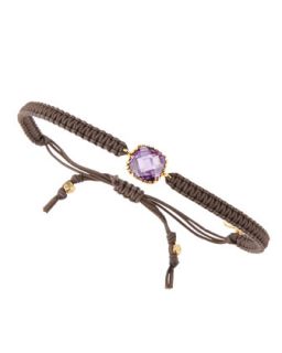 Square Crystal Station Bracelet, Purple/Smoky Brown