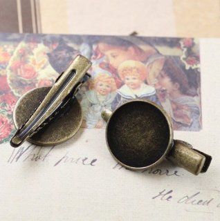 20PCS Antiqued Bronze 18mm Round Blank Settings Hair Clips   Brooches And Pins