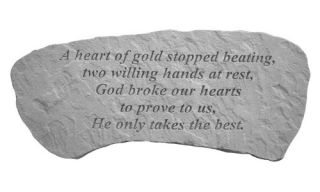 A Heart Of Gold Stopped Beating Heart Shaped Memorial Stone   Horizontal Slab   Garden & Memorial Stones