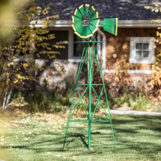 SMV Industries 8 ft. Windmill   Green and Yellow   Outdoor Sculptures and Statues