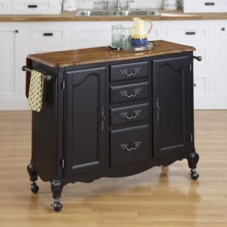 Home Styles The French Countryside Oak and Rubbed Black Kitchen Cart   Kitchen Islands and Carts