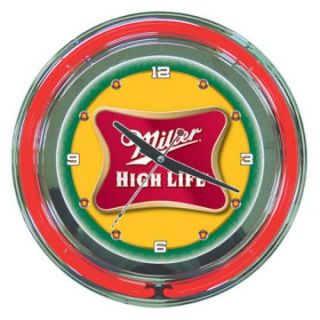 Miller High Life 14 in. Neon Wall Clock   Wall Clocks