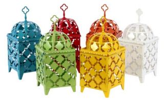 Metal Lanterns   6.3W x 14.3H in.   Set of 6   Candle Holders