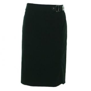LAUREN Ralph Lauren Womens Black Side Buckle Fitted Pencil Skirt