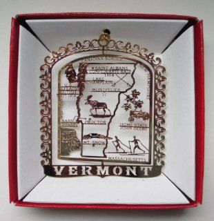 Vermont State Brass Christmas ORNAMENT Souvenir Gift   Decorative Hanging Ornaments