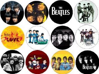 Set of 12 BEATLES Pinback Buttons 1.25" pins / badges John Lennon / Paul McCartney / Ringo Starr / George Harrison 