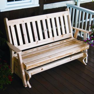 A & L Furniture Yellow Pine Traditional English Style Glider Bench   Outdoor Gliders