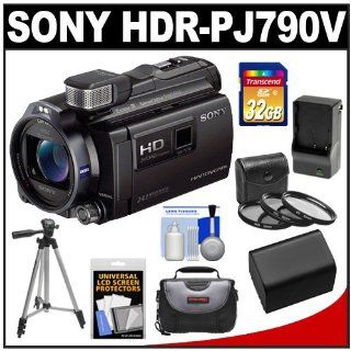Sony Handycam HDR PJ790V 96GB 1080p HD Video Camera Camcorder with Projector (Black) with 32GB Card + Battery & Charger + Case + 3 Filters + Tripod + Accessory Kit  Camera & Photo