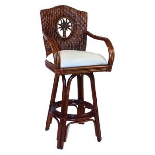 Hospitality Rattan Lucaya Indoor Swivel Rattan & Wicker 24 in. Counter Stool with Cushion   TC Antique   Bistro Chairs