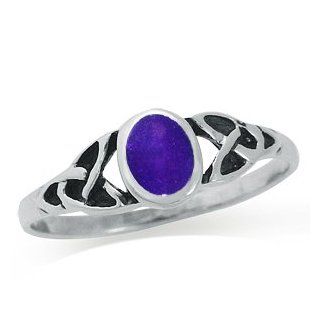 Purple Inlay 925 Sterling Silver Celtic Knot Ring Jewelry