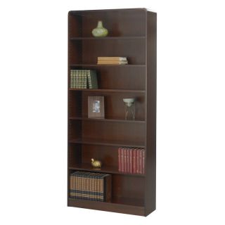 Safco 7 Shelf Radius Edge Veneer Bookcase   Walnut   Bookcases