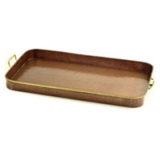 Old Dutch Oblong Antique Copper Tray with Cast Brass Handles   Serving Trays