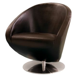 Best Selling Home Decor Modern Brown Leather Roundback Chair   Accent Chairs