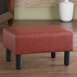 Red Leather Foot Stool   Ottomans