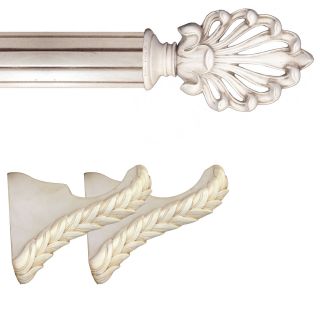 Menagerie Ready 2 in. Aged White Ludwig Drapery Hardware   5 pc. Set   6 ft. Pole   Curtain Rods and Hardware
