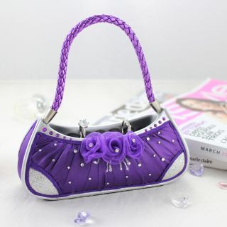 Elegant Rose Handbag Ring Holder   Purple   6W x 6H in.   Trinket Boxes