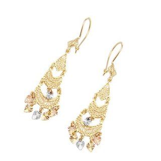 Dangle Earrings 14k White Rose Yellow Gold Chandelier Jewel Tie Jewelry