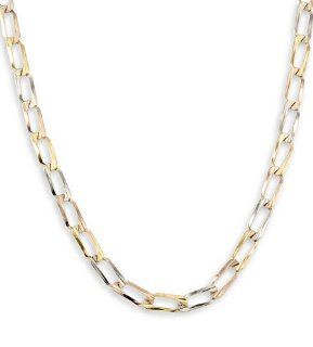 New 14k Tri Color Gold Square Link Chain Necklace 5.8mm Jewelry