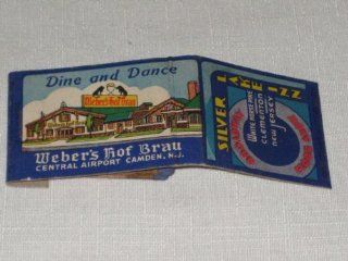 Vintage Silver Lake Inn   White Horse Pike Clementon New Jersey   Weber's Hof Brau   Central Airport Camden New Jersey Matchbook  Other Products  