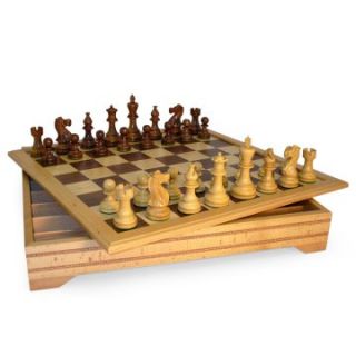 Classic Sheesham Staunton Chess Set on Beechwood Chest   Chess Sets