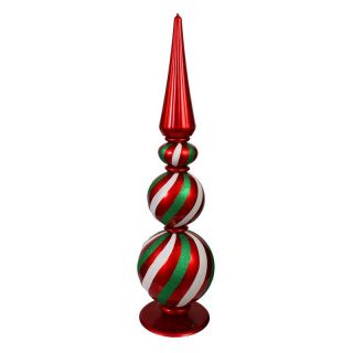 Sterling 58 in. Red Ball Tower with Green Glitter   Decorative Accents