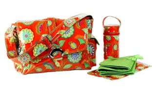 Kalencom Laminated Buckle Diaper Bag   Gypsy Rose Orange   Designer Diaper Bags