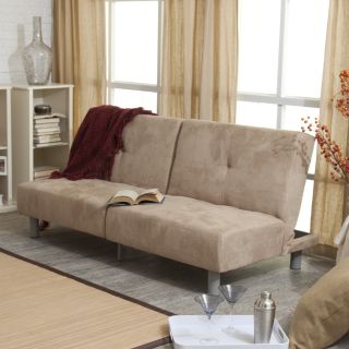 Elite Microsuede Studio Lounger Convertible Sofa   Khaki   Sofas
