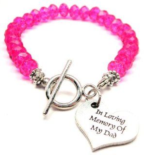 In Loving Memory of My Dad Hot Pink Crystal Beaded Toggle Bracelet ChubbyChicoCharms Jewelry