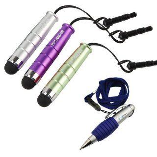 BIRUGEAR 3x Universal Mini Stylus with 3.5mm Plug (Purple / Silver / Green) + Pen with Neckstrap for Acer ICONIA A1 830/ A3 A10/ W4 820, Aspire P3 Ultrabook and other Touchscreen Devices Cell Phones & Accessories